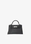 Hermes Mini Kelly Ii Sellier Top Handle Bag In Black Epsom With Palladium Hardware In Black
