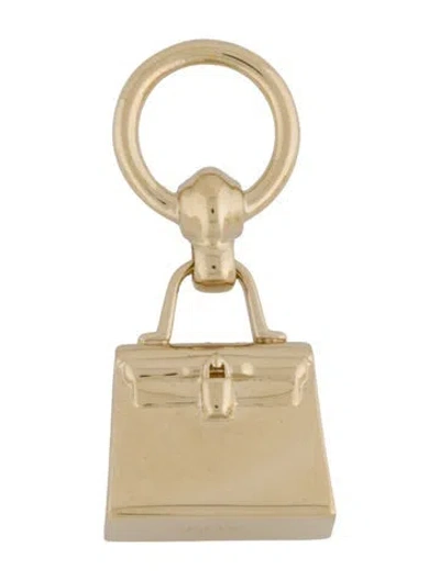Pre-owned Hermes Mini Kelly Twilly Scarf Ring In Gold