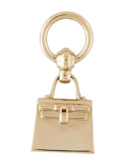 Pre-owned Hermes Mini Kelly Twilly Scarf Ring In Gold