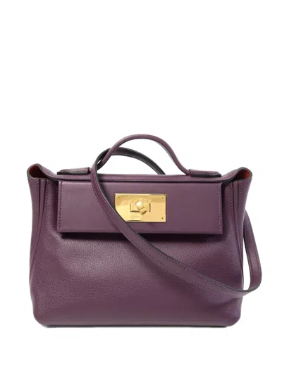 Pre-owned Hermes Mini Leather Shoulder Bag In Purple
