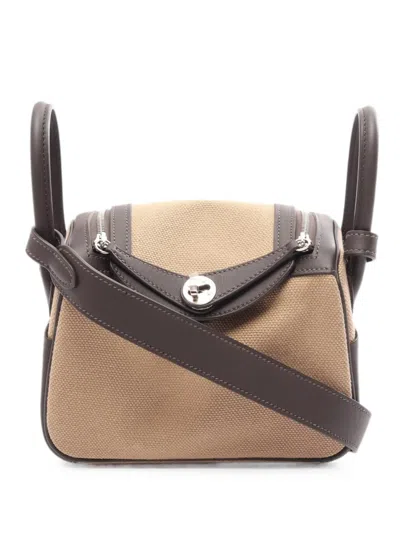 Pre-owned Hermes Mini Lindy 2 Shoulder Bag In Neutrals