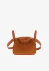 Hermes Mini Lindy 20 In Gold Swift And Chamois Grizzly With Palladium Hardware In Gold