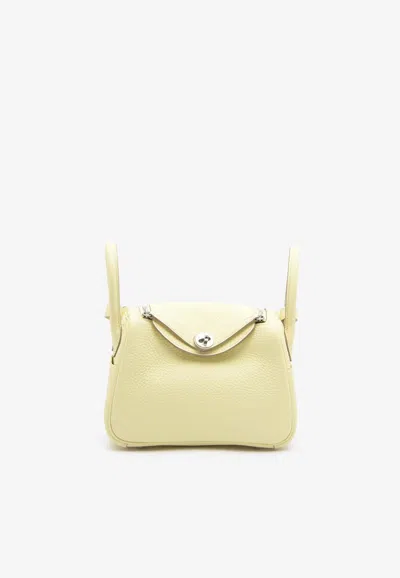 Hermes Mini Lindy 20 Ii In Jaune Milton Clemence With Palladium Hardware