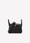 Hermes Mini Lindy 20 In Black Taurillon Clemence With Gold Hardware In Black