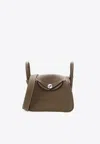 Hermes Mini Lindy 20 In Etoupe Taurillon Clemence With Palladium Hardware