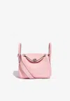 Hermes Mini Lindy 20 In Rose Sakura Swift With Palladium Hardware In Rose Sakura
