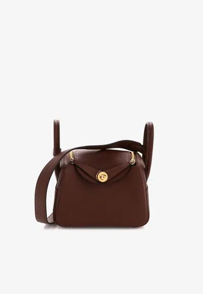 Hermes Mini Lindy 20 In Terre Taurillon Clemence In Gold Hardware