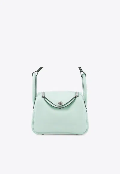 Hermes Mini Lindy 20 In Vert Peppermint Swift Palladium Hardware In Green