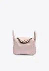 Hermes Mini Lindy 20 Verso In Mauve Pale And Gold Swift Leather In Palladium Hardware In Mauve Pale