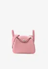 Hermes Mini Lindy 20 Verso In Rose Sakura And Gris Perle Taurillon Clemence With Palladium Hardware In Pink
