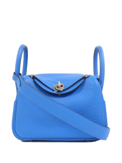 Pre-owned Hermes Mini Lindy Cross Body Bag In Blue
