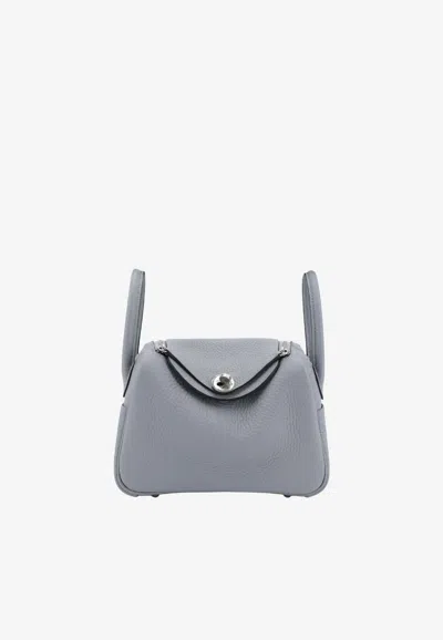 Hermes Mini Lindy Ii In Gris Pantin Clemence With Palladium Hardware In Gray