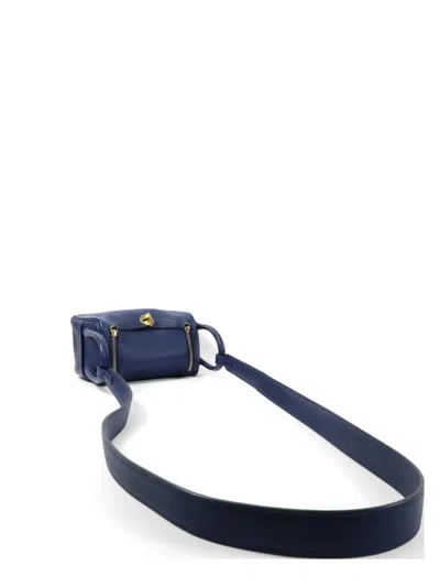 Pre-owned Hermes Mini Lindy Leather Tote Bag In Blue
