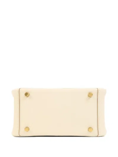 Pre-owned Hermes Mini Lindy Leather Tote Bag In White
