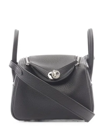 Pre-owned Hermes Mini Lindy Shoulder Bag In Black