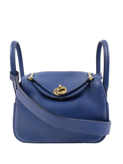 Pre-owned Hermes Mini Lindy Shoulder Bag In Blue