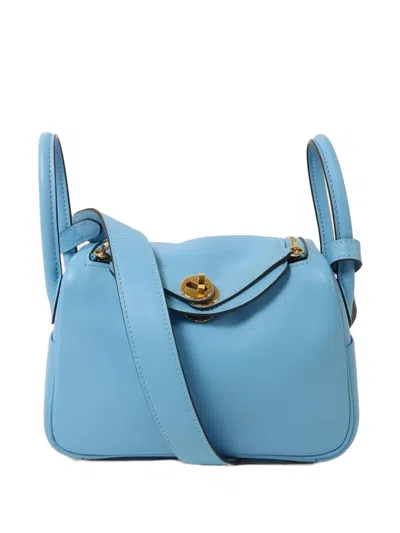 Pre-owned Hermes Mini Lindy Shoulder Bag In Blue