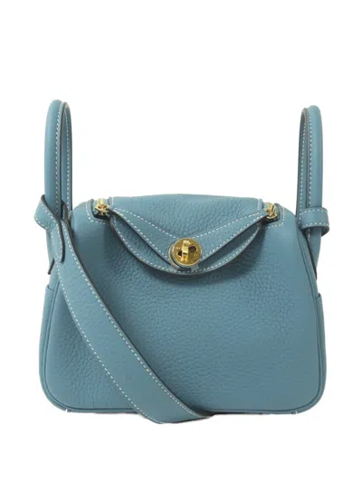 Pre-owned Hermes Mini Lindy Shoulder Bag In Blue
