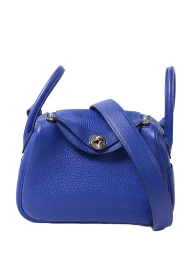 Pre-owned Hermes Mini Lindy Shoulder Bag In Blue