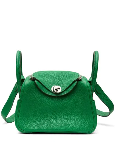 Pre-owned Hermes Mini Lindy Shoulder Bag In Green