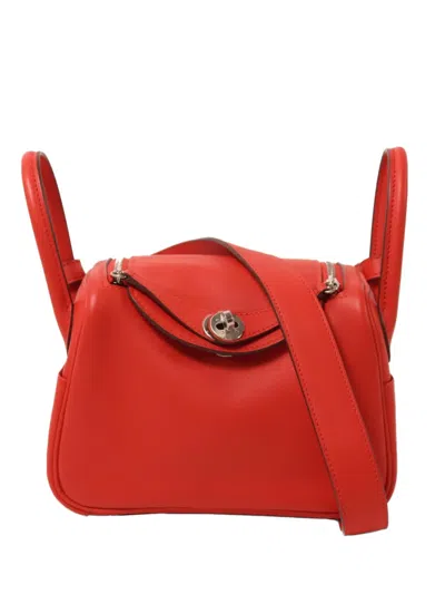 Pre-owned Hermes Mini Lindy Shoulder Bag In Red