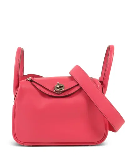 Pre-owned Hermes Mini Lindy Swift-leather Crossbody Bag In Pink