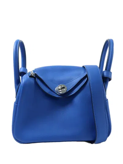 Pre-owned Hermes Mini Lindy Tote Bag In Blue