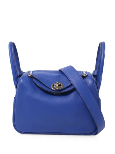 Pre-owned Hermes Mini Lindy Tote Bag In Blue