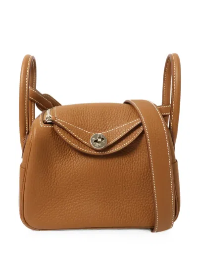 Pre-owned Hermes Mini Lindy Tote Bag In Brown