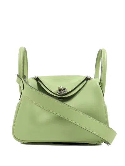 Pre-owned Hermes Mini Lindy Tote Bag In Green