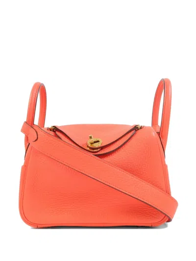 Pre-owned Hermes Mini Lindy Tote Bag In Orange