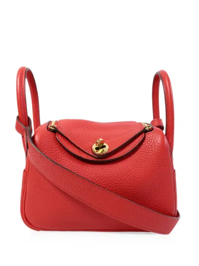 Pre-owned Hermes Mini Lindy Tote Bag In Red