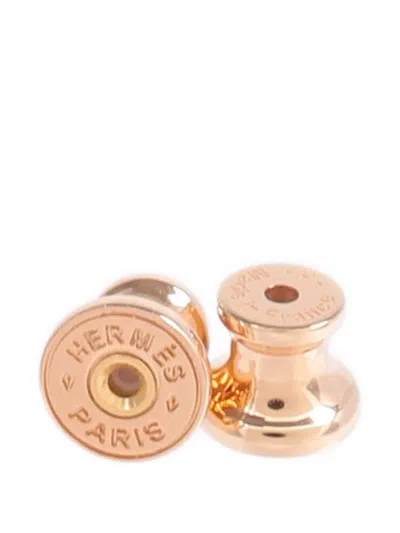 Pre-owned Hermes Mini Maillon Earrings In Gold