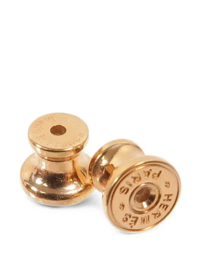 Pre-owned Hermes Mini Maillon Earrings In Gold