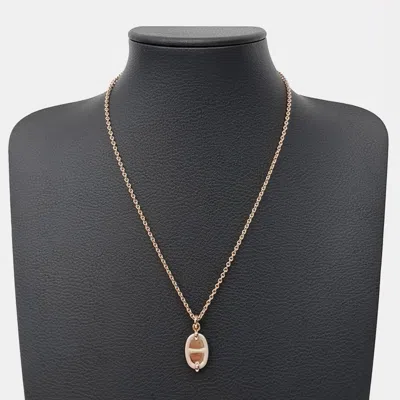Pre-owned Hermes Hermès Mini Maillon Gold Tone Necklace In Multicolor