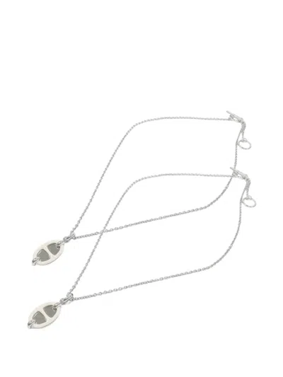 Pre-owned Hermes Mini Maillon Necklace In Silver