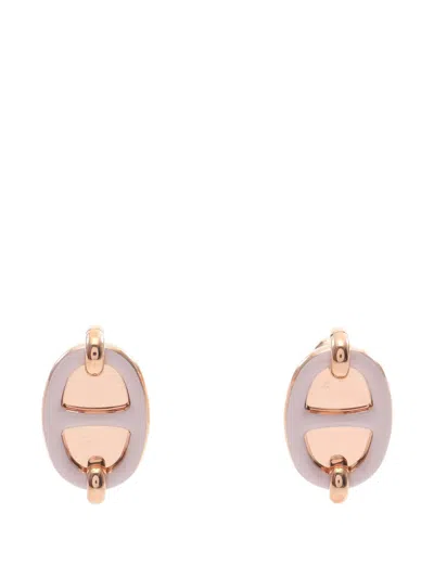 Pre-owned Hermes Mini Mailon Earrings In Gold