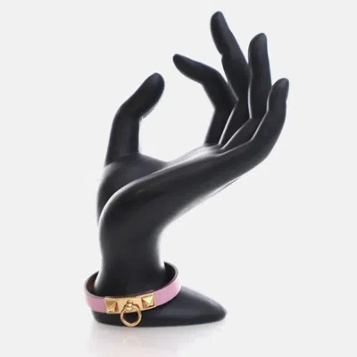 Pre-owned Hermes Mini Mauve Sylvestre Swift Rivale Bracelet In Pink