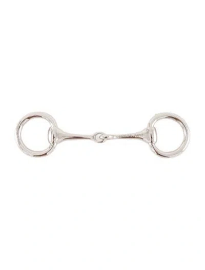 Pre-owned Hermes Mini Mors Metal Twilly Scarf In Metallic/silver