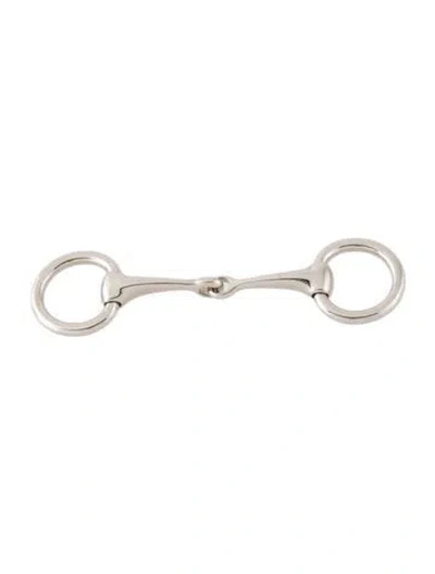 Pre-owned Hermes Mini Mors Twilly Scarf Ring In Silver
