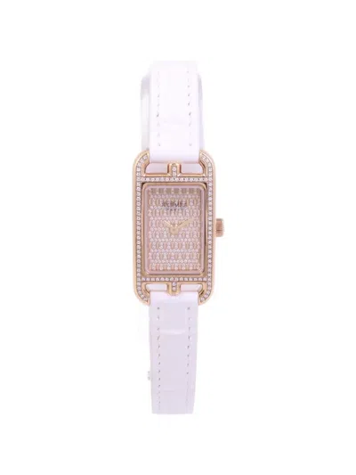 Pre-owned Hermes Mini Nantucket Plumetis Watch 17mm In Gold