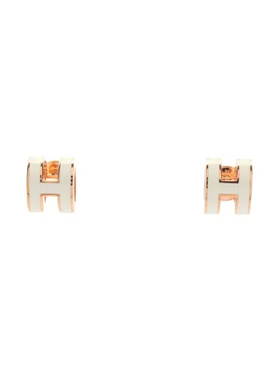 Pre-owned Hermes Mini Pop H Earrings In Pink