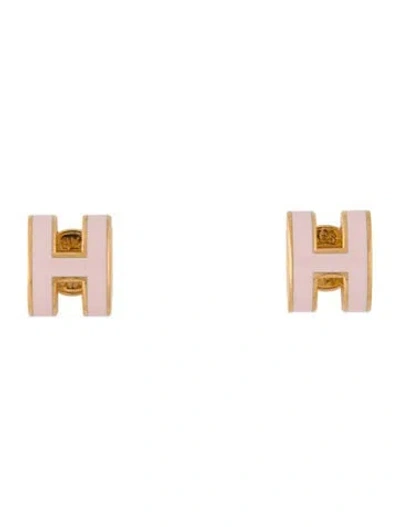 Pre-owned Hermes Mini Pop H Enamel Stud Earrings In Multi