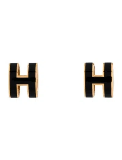 Pre-owned Hermes Mini Pop H Enamel Stud Earrings In Multi