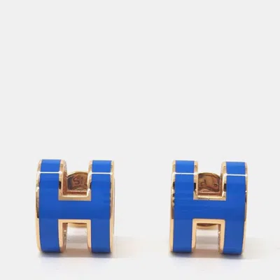 Pre-owned Hermes Hermès Mini Pop H Logo Earrings In Multicolor