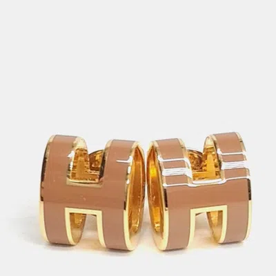 Pre-owned Hermes Hermès Mini Pop H Logo Earrings In Multicolor