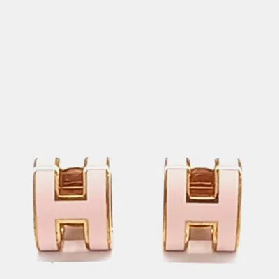 Pre-owned Hermes Hermès Mini Pop H Logo Earrings In Multicolor