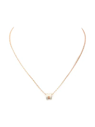 Pre-owned Hermes Mini Pop H Necklace In Gold