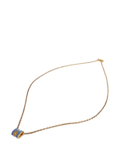 Pre-owned Hermes Mini Pop H Necklace In Gold