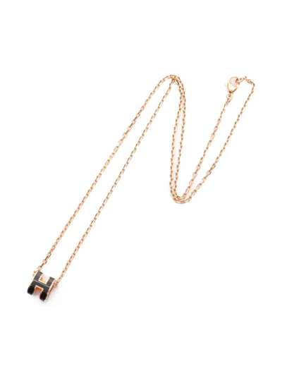 Pre-owned Hermes Mini Pop H Necklace In Pink